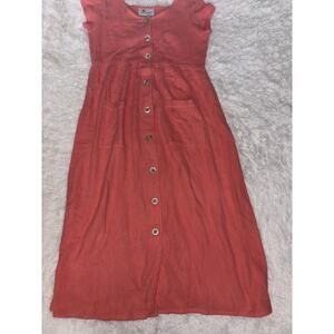 Sun Showers women's sz. S coral button/front pocket gauze dress. Runs big